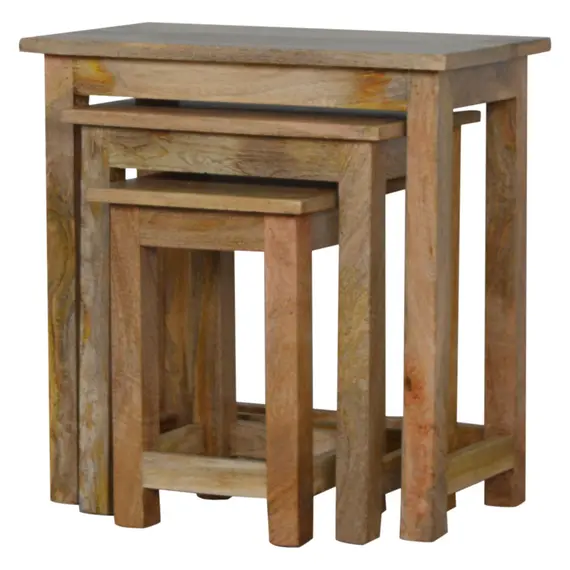 Buy Country Solid Wood Stool Set of 3, 9 image