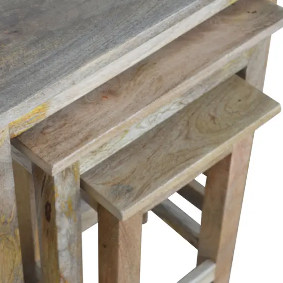 Buy Country Solid Wood Stool Set of 3, 7 image