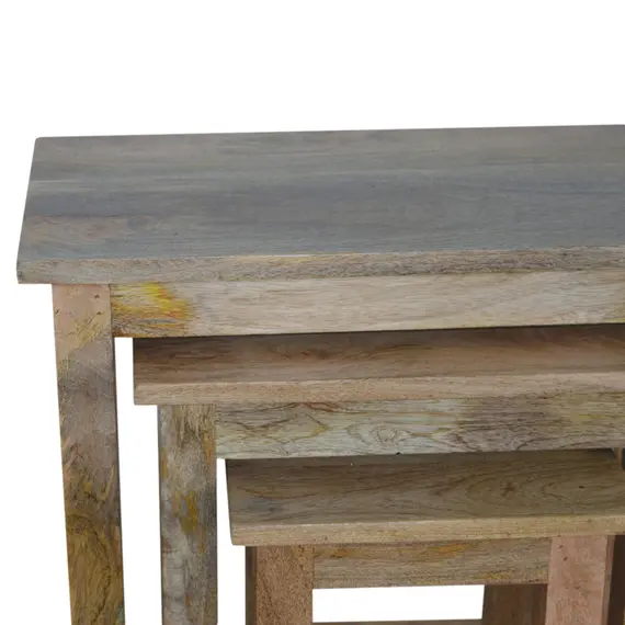 Buy Country Solid Wood Stool Set of 3, 5 image