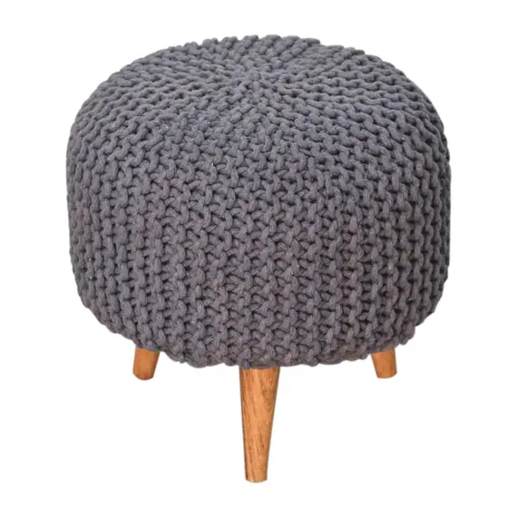 Buy Keeva Grey Round Footstool, 2 image