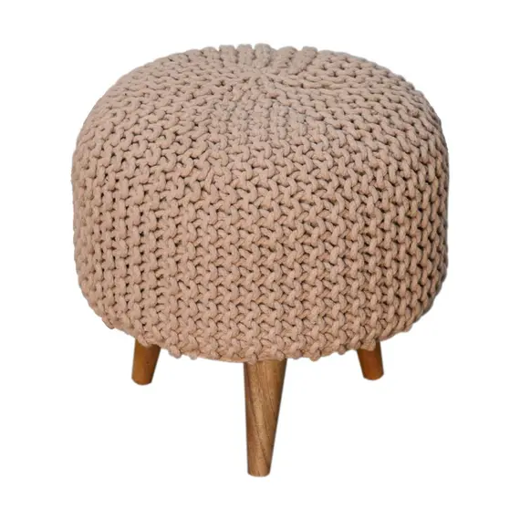 Buy Keeva Beige Round Footstool, 2 image