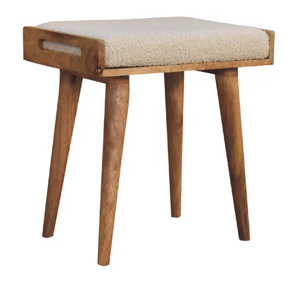 Buy Boucle Cream Tray Style Footstool, 2 image