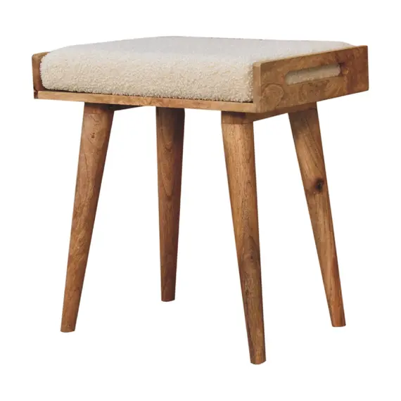 Buy Boucle Cream Tray Style Footstool, 3 image