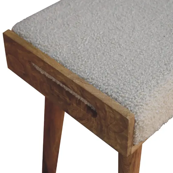 Buy Boucle Cream Tray Style Footstool, 5 image