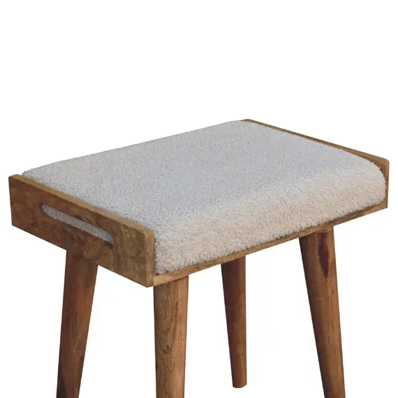Buy Boucle Cream Tray Style Footstool, 6 image