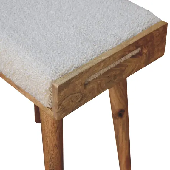 Buy Boucle Cream Tray Style Footstool, 7 image