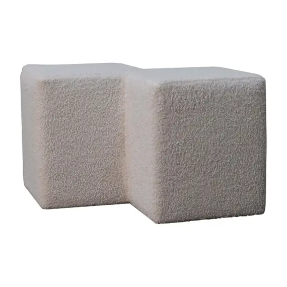 Buy White Boucle Twin Footstool, 3 image
