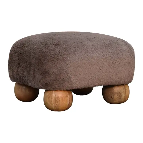 Buy Mocha Faux Fur Nordic Footstool, 2 image