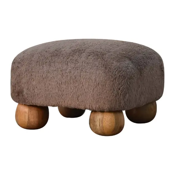 Buy Mocha Faux Fur Nordic Footstool, 3 image