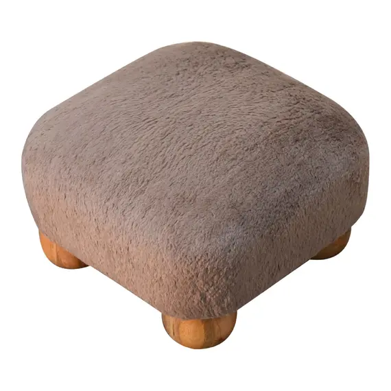 Buy Mocha Faux Fur Nordic Footstool, 4 image