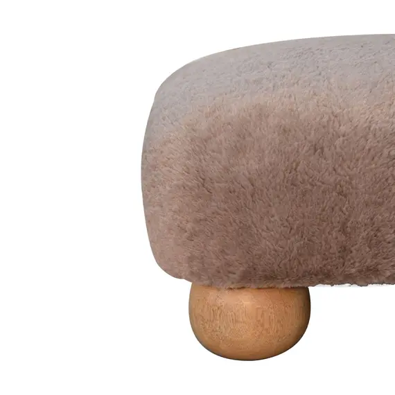 Buy Mocha Faux Fur Nordic Footstool, 5 image