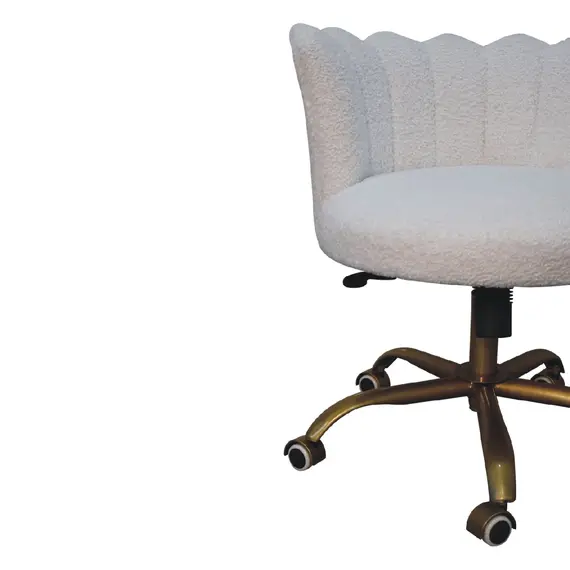 Buy White Boucle Swivel Chair, 6 image