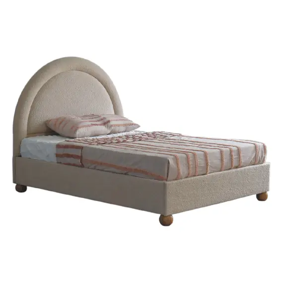 Buy Cream Boucle Double Bed, 10 image