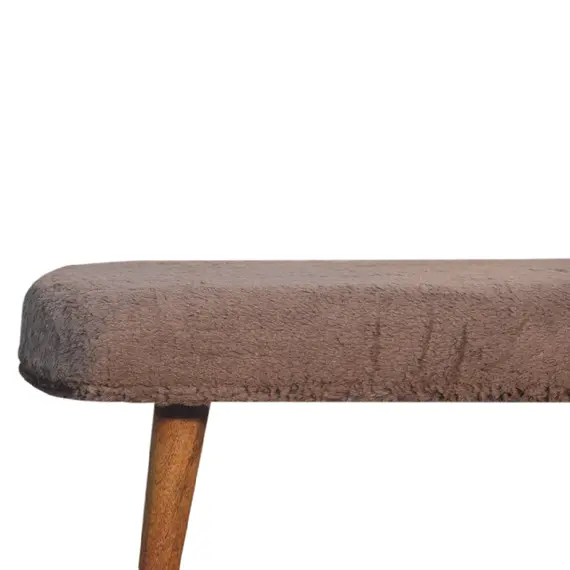Buy Mocha Faux Fur Fabric Bench, 5 image