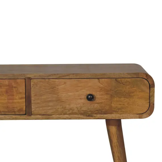 Buy Oak-ish Curved Hallway Table, 4 image