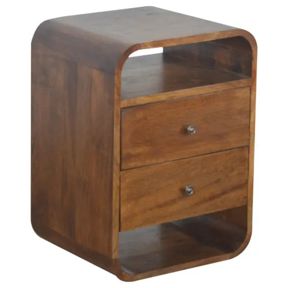 Buy Chestnut Curve 2 Drawer Bedside, 7 image