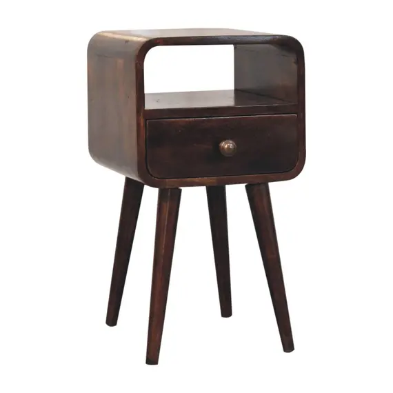 Buy Mini California Walnut Curved Bedside with Open Slot, 2 image