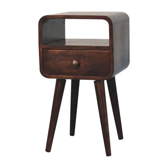 Buy Mini California Walnut Curved Bedside with Open Slot, 3 image