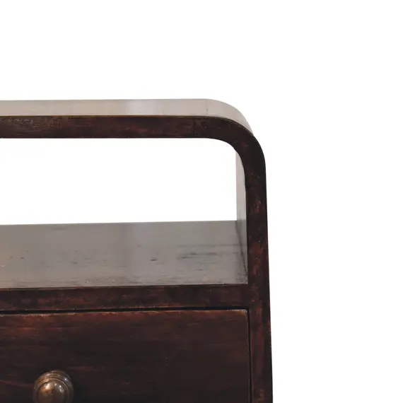 Buy Mini California Walnut Curved Bedside with Open Slot, 4 image