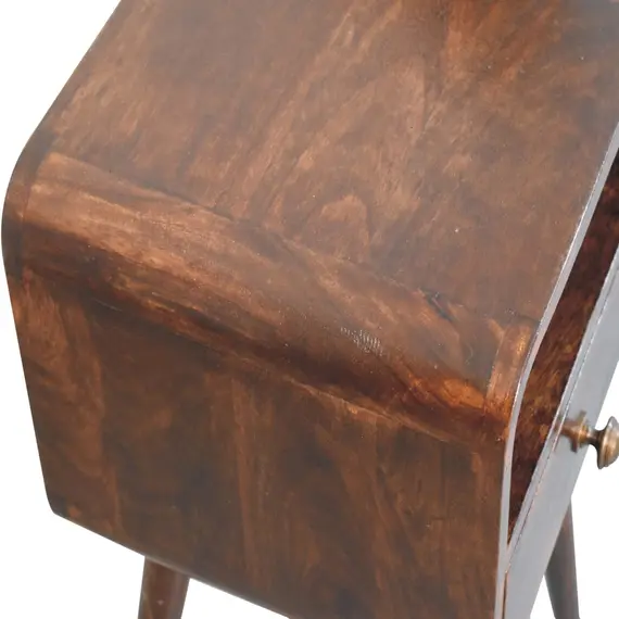 Buy Mini California Walnut Curved Bedside with Open Slot, 5 image