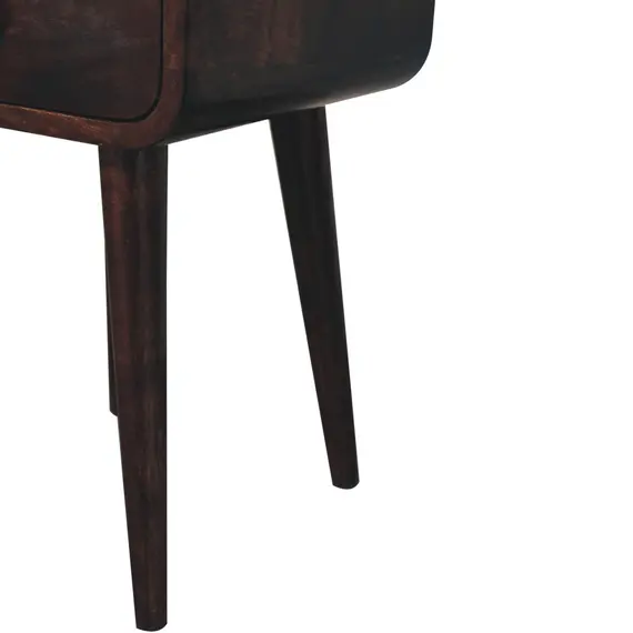 Buy Mini California Walnut Curved Bedside with Open Slot, 7 image