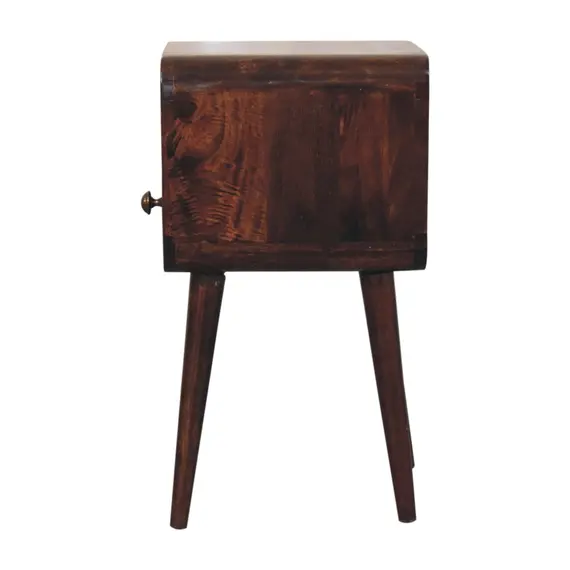 Buy Mini California Walnut Curved Bedside with Open Slot, 8 image