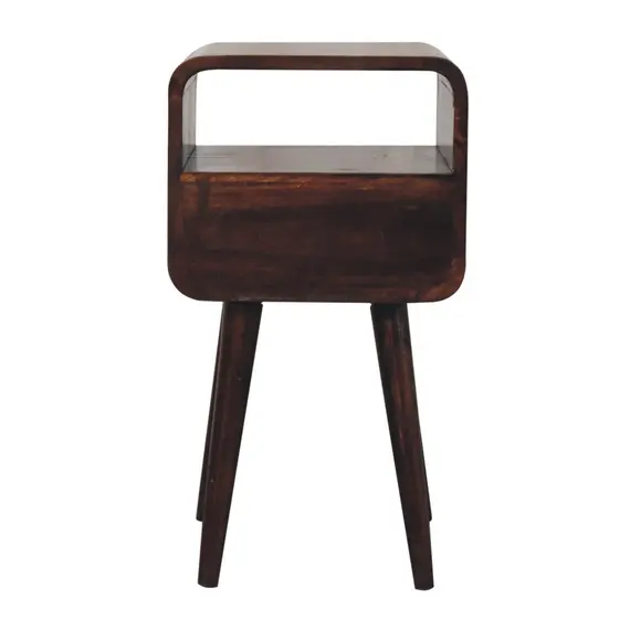 Buy Mini California Walnut Curved Bedside with Open Slot, 9 image