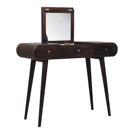 Buy California Walnut Dressing Table with Foldable Mirror, 6 image