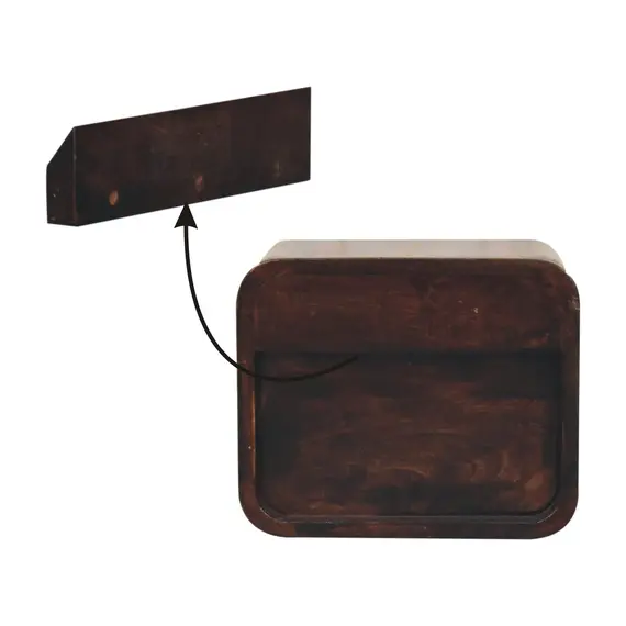 Buy Mini Curved California Walnut Wall Mounted Bedside with Open Slot, 9 image