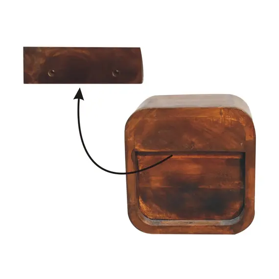 Buy Extra Mini Curved Chestnut Bedside with Open Slot, 10 image