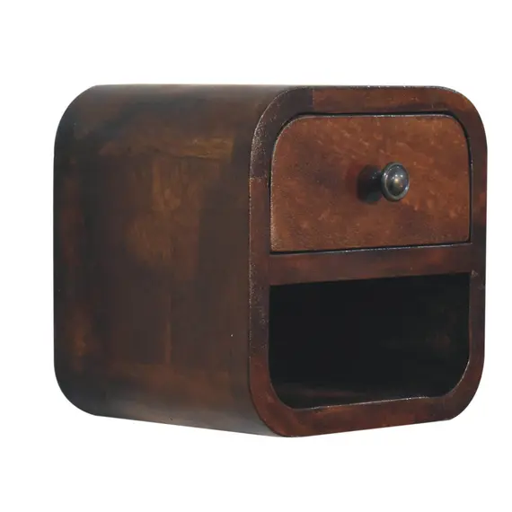 Buy Extra Mini Curved Chestnut Bedside with Open Slot, 2 image