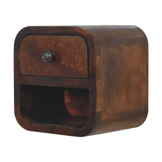Buy Extra Mini Curved Chestnut Bedside with Open Slot, 3 image