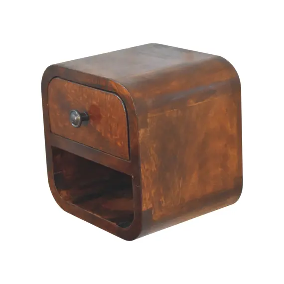 Buy Extra Mini Curved Chestnut Bedside with Open Slot, 4 image