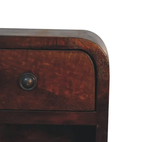 Buy Extra Mini Curved Chestnut Bedside with Open Slot, 5 image