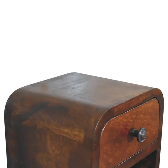 Buy Extra Mini Curved Chestnut Bedside with Open Slot, 6 image