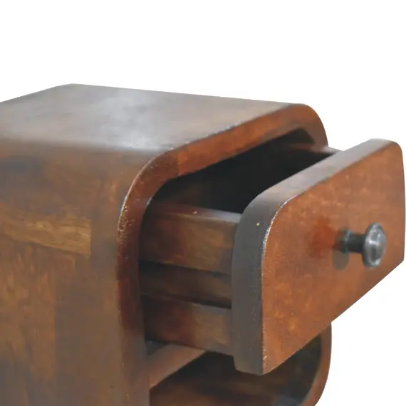 Buy Extra Mini Curved Chestnut Bedside with Open Slot, 7 image