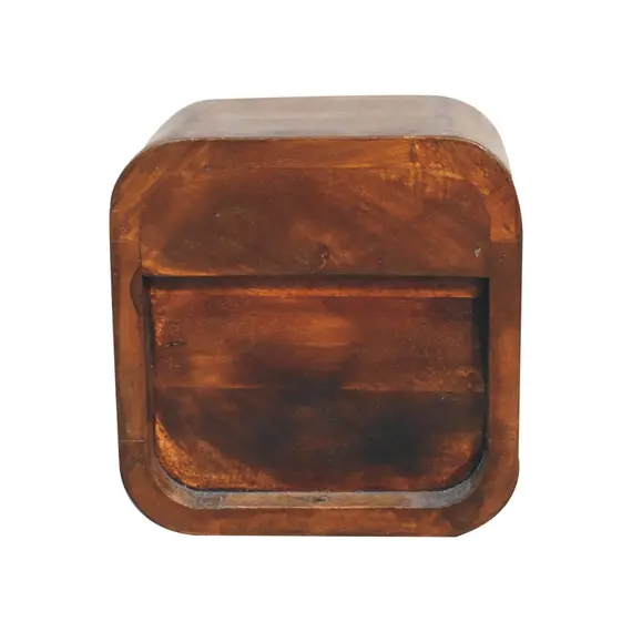 Buy Extra Mini Curved Chestnut Bedside with Open Slot, 9 image