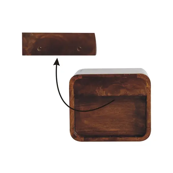 Buy Extra Mini Wall Mounted Curved Chestnut Bedside with Open Slot, 10 image