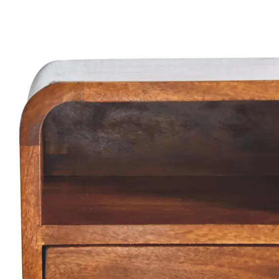 Buy Extra Mini Wall Mounted Curved Chestnut Bedside with Open Slot, 4 image