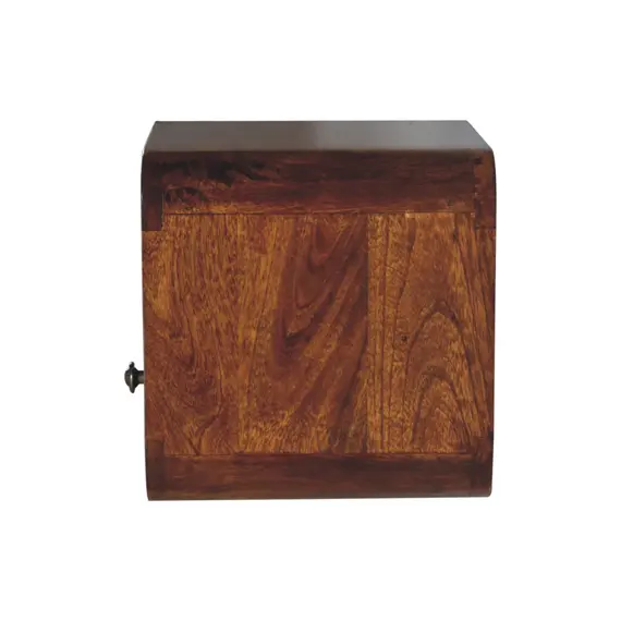 Buy Extra Mini Wall Mounted Curved Chestnut Bedside with Open Slot, 8 image