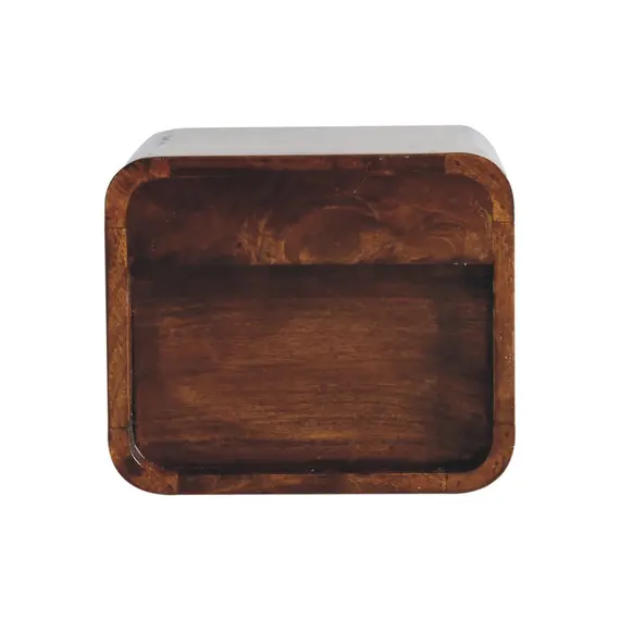 Buy Extra Mini Wall Mounted Curved Chestnut Bedside with Open Slot, 9 image
