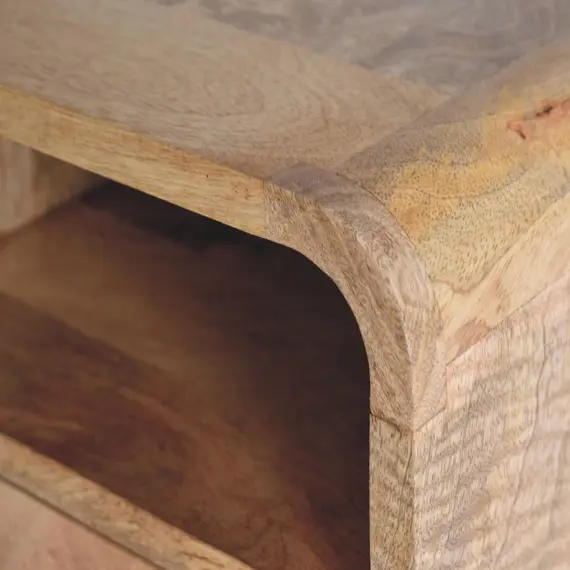 Buy Extra Mini Wall Mounted Curved Oak-ish Bedside with Open Slot, 5 image