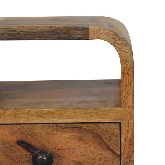Buy Extra Mini Oakish Curve Open Slot Bedside, 4 image