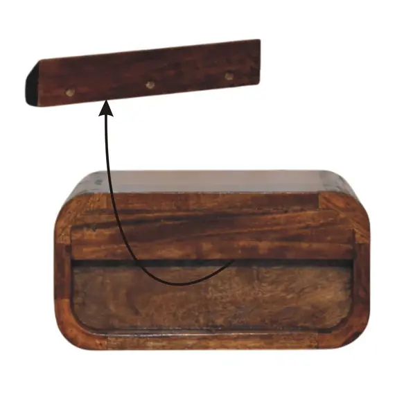 Buy Avora Mini Wall-Mounted Chestnut 1 Drawer Nightstand, 9 image