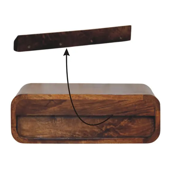 Buy Avora Wall-Mounted Chestnut 1 Drawer Nightstand, 9 image