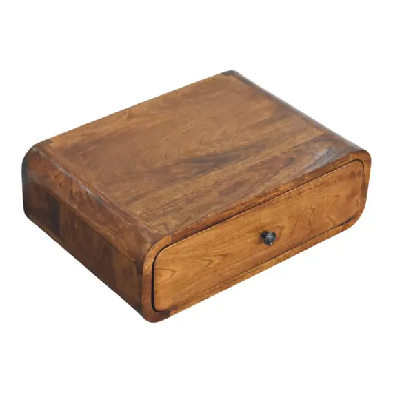 Buy Avora Wall-Mounted Chestnut 1 Drawer Nightstand, 4 image