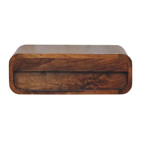 Buy Avora Wall-Mounted Chestnut 1 Drawer Nightstand, 8 image
