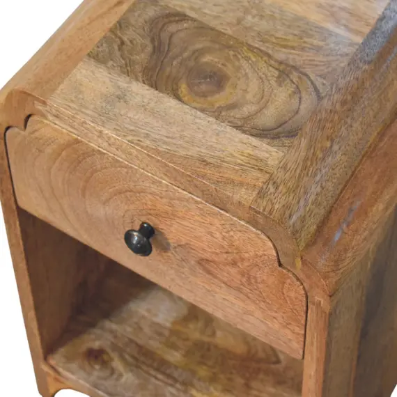 Buy Newton Mini Oak-ish Nightstand with a drawer and open shelf, 4 image