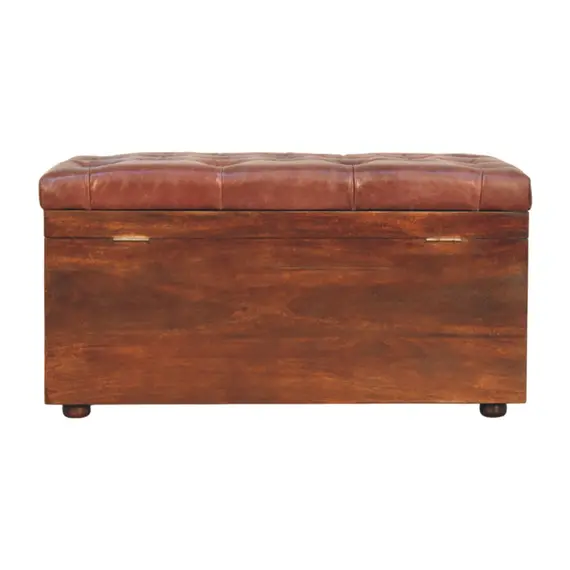 Buy Brown Buffalo hide leather Storage Trunk, 10 image