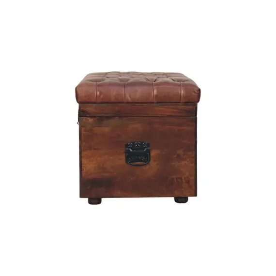 Buy Brown Buffalo hide leather Storage Trunk, 9 image